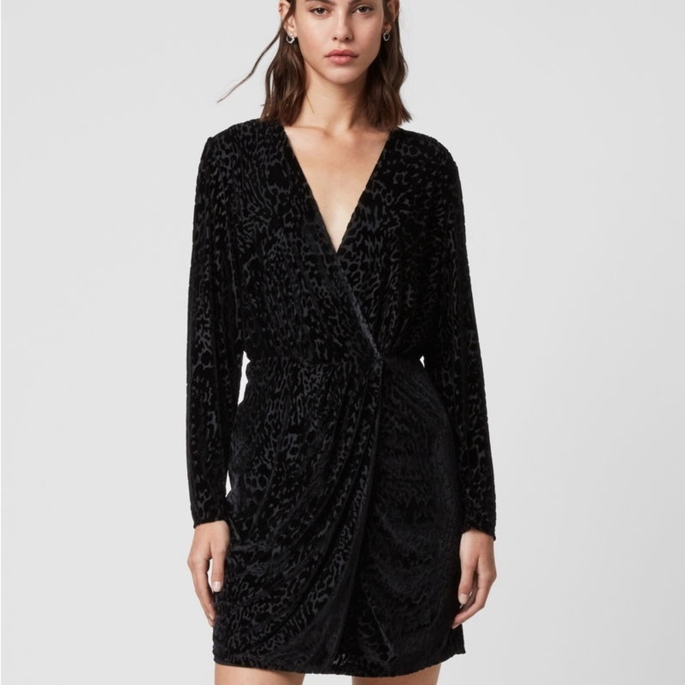 Allsaints Velour Leopard Dress
